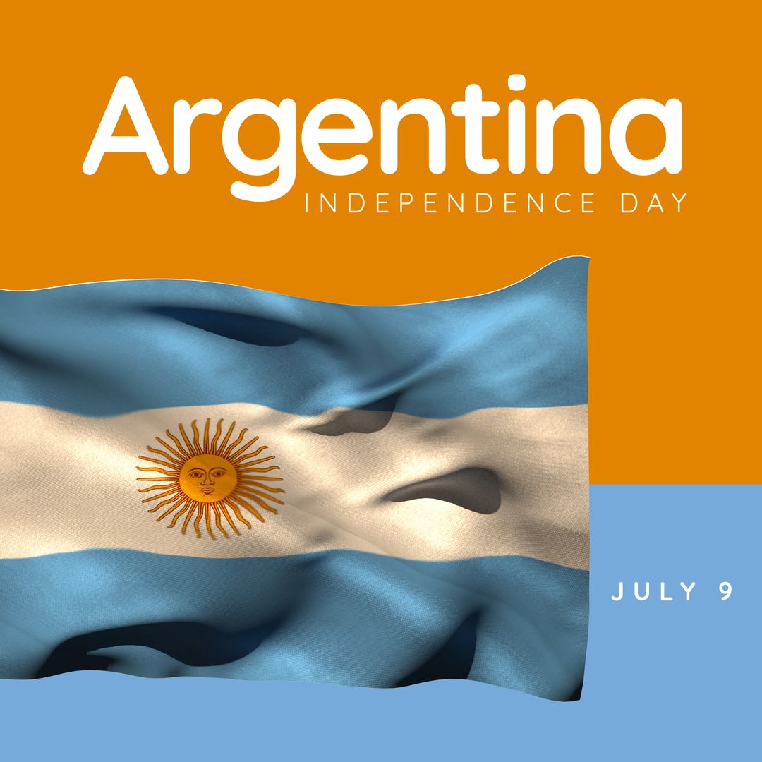 Argentina Independence Day Celebration Flag and Date Design