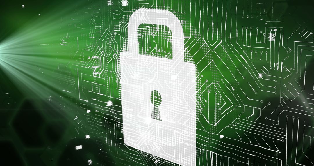 Cybersecurity Concept with Digital Lock and Circuit