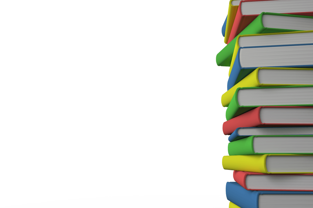 Stack of Colourful Books on Transparent Background