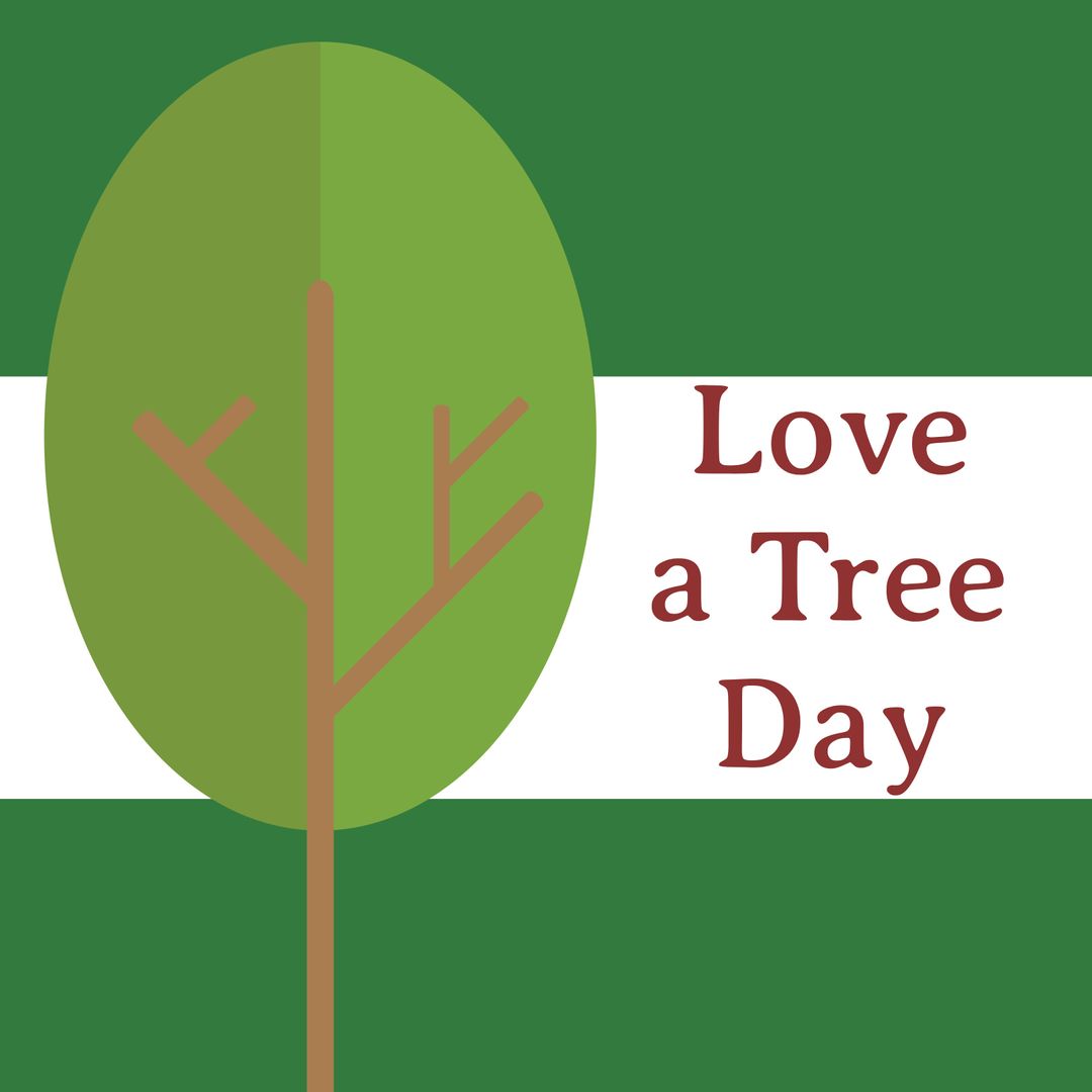 Love a Tree Day with Minimalist Illustration on Green Background
