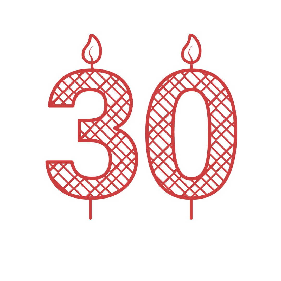Transparent Birthday Candle Number 30 Illustration on PNG
