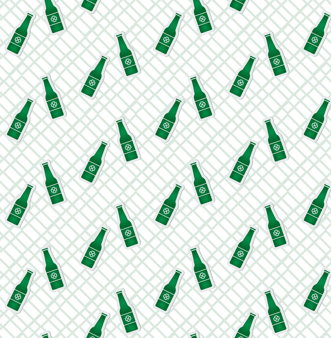 Digital Green Bottle Pattern on Lattice Transparent Background
