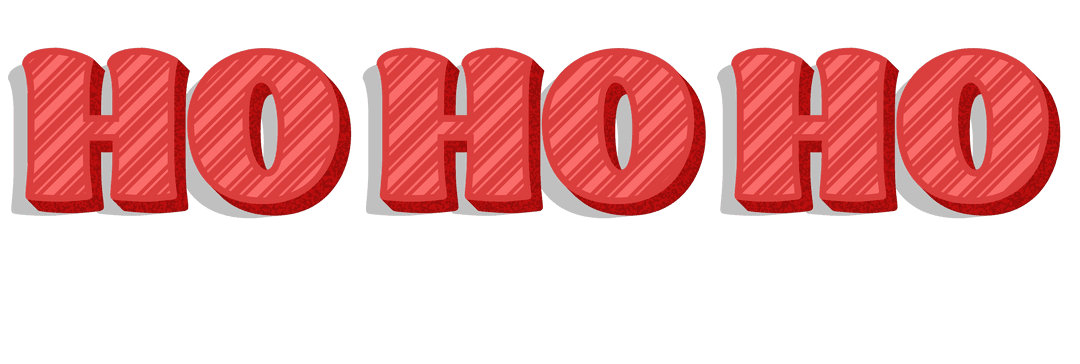 Transparent Red Striped 'Ho Ho Ho' Text on White Background
