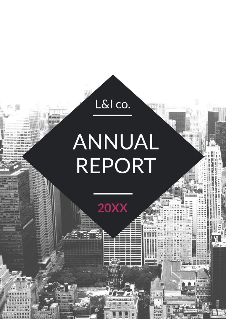 Modern Corporate Annual Report Cover with Monochrome Cityscape - Download Free Stock Templates Pikwizard.com