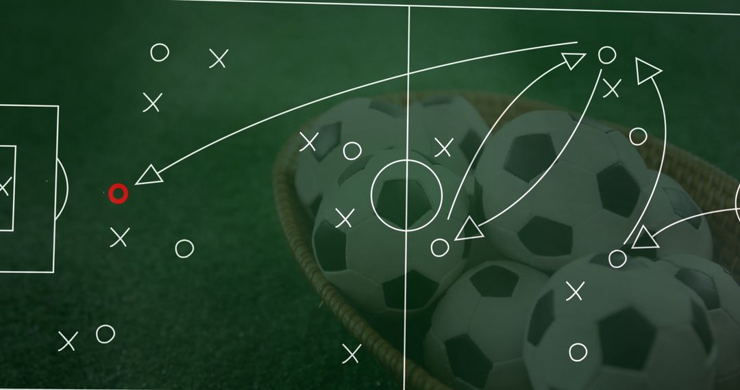 Sports Strategy Concepts with Soccer Balls on Turf Field
