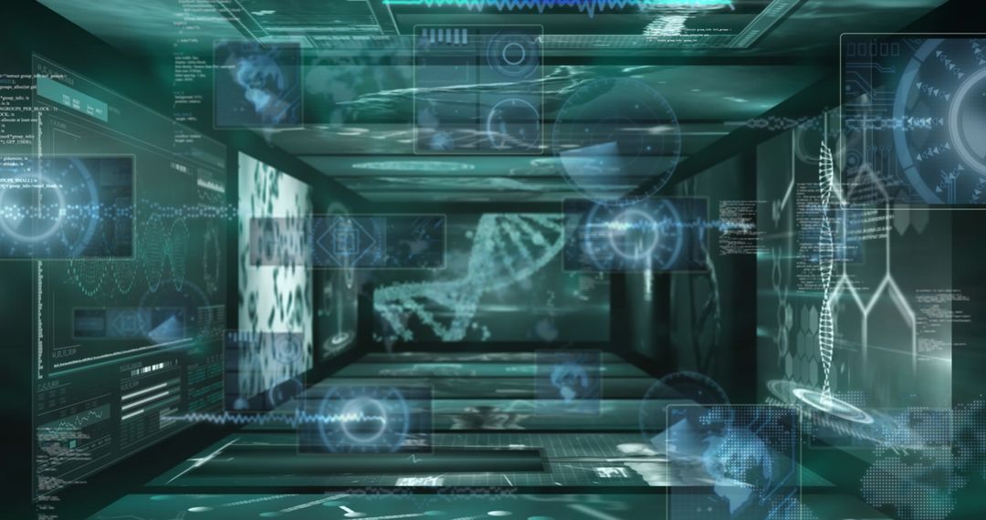 Futuristic Virtual Interface with Holographic Displays and Data