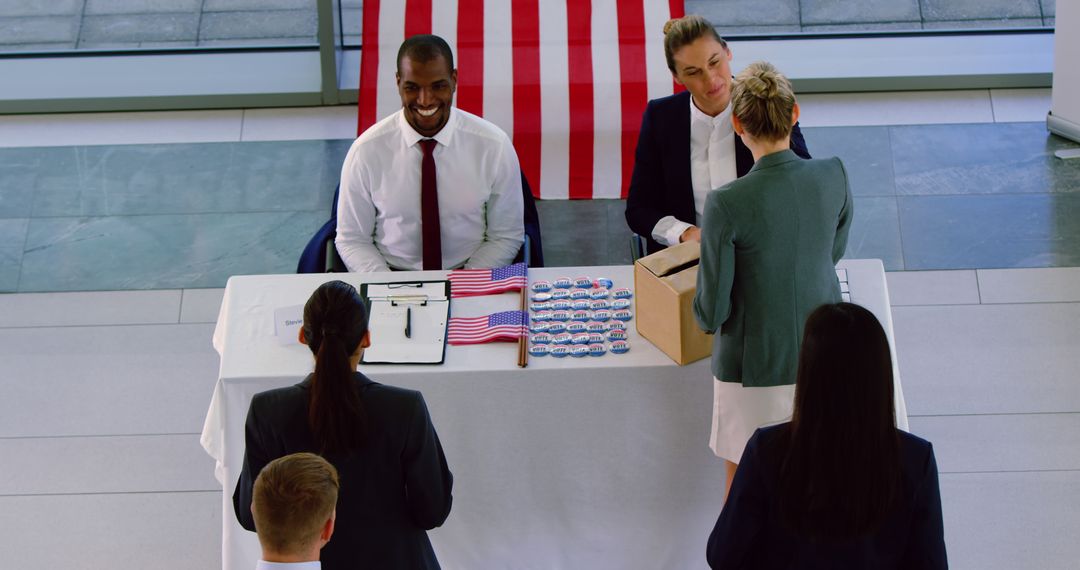 Election Officials Working at Polling Station - Free Images, Stock Photos and Pictures on Pikwizard.com