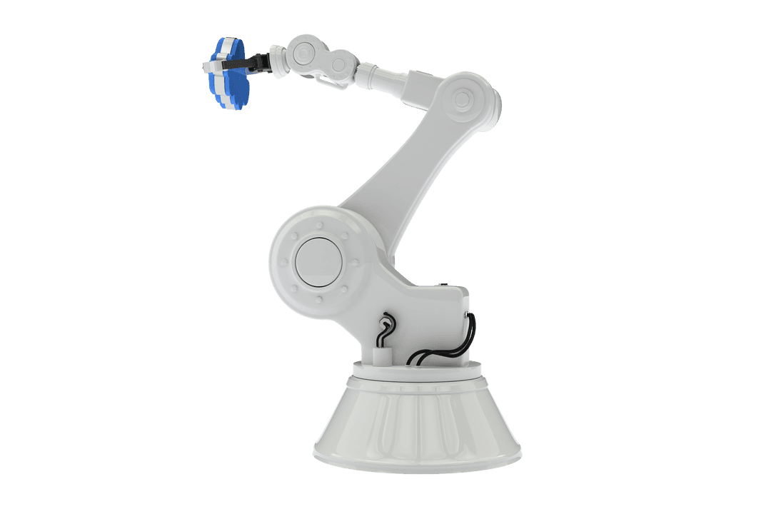 Robotic Arm Holding Cloud Symbol on Transparent Background