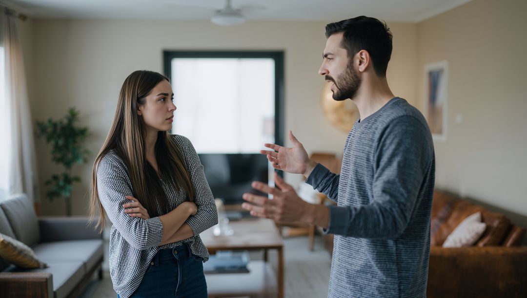 Tense Discussion at Home Between Couple