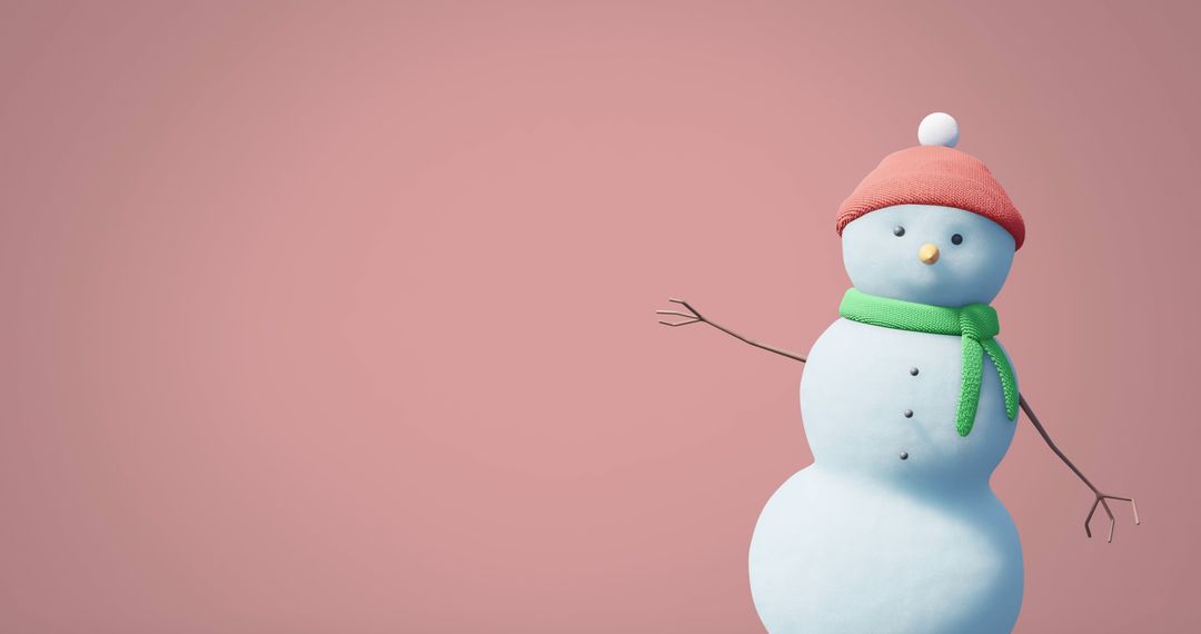 Festive Snowman on Smooth Pink Background Inviting Cheer