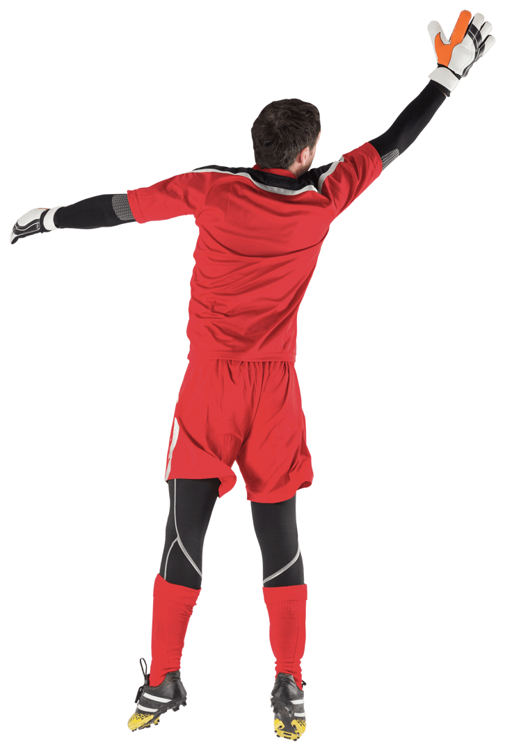 Soccer Goalkeeper Leaping for Save on Transparent Background