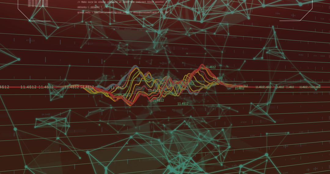 Abstract Digital Graph with Fluctuating Connectivity Lines
