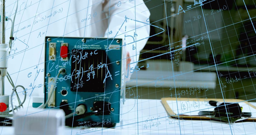 Scientist Formulating Advanced Equations Behind Glass Board