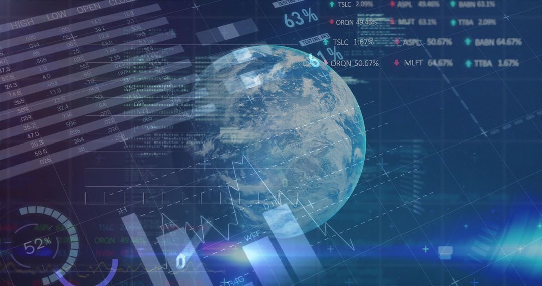 Global Financial Digital Interface with Earth and Data Charts