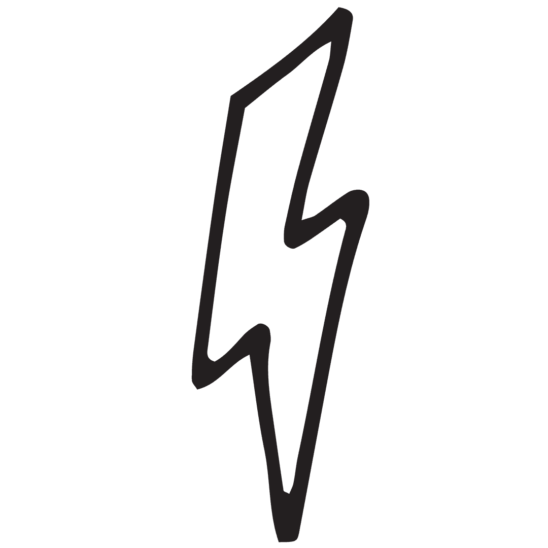 Black Lightning Bolt Symbol on Transparent Background