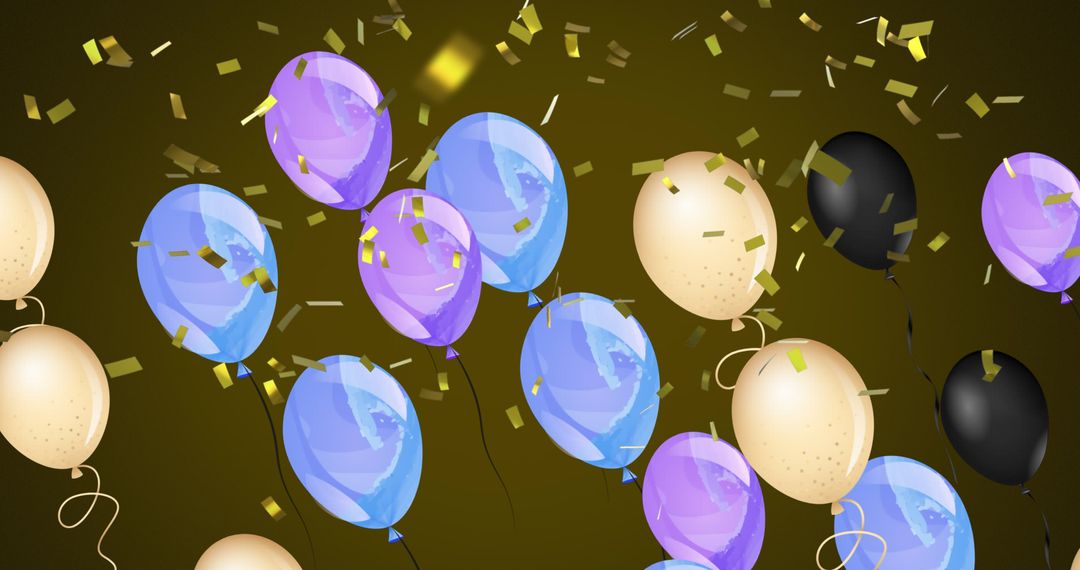Colorful Balloons and Falling Confetti Celebrate with Joy