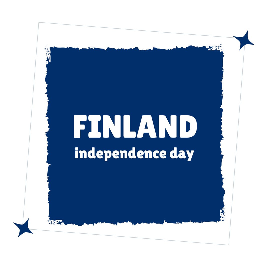 Finland Independence Day Graphic with Blue Frame on White Background - Download Free Stock Templates Pikwizard.com