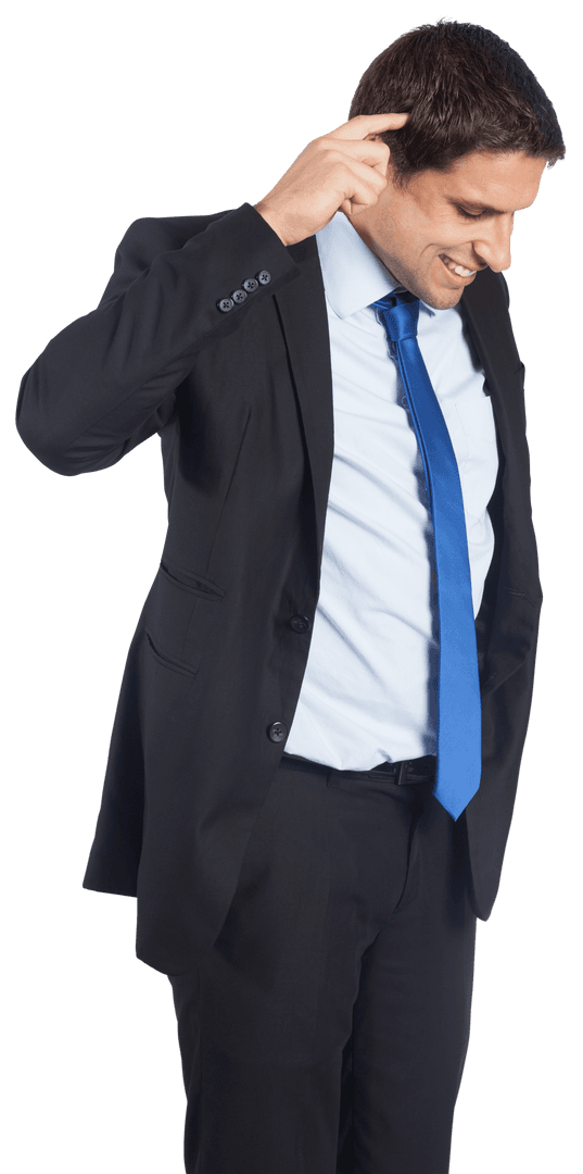 Businessman on Transparent Background Scratching His Head