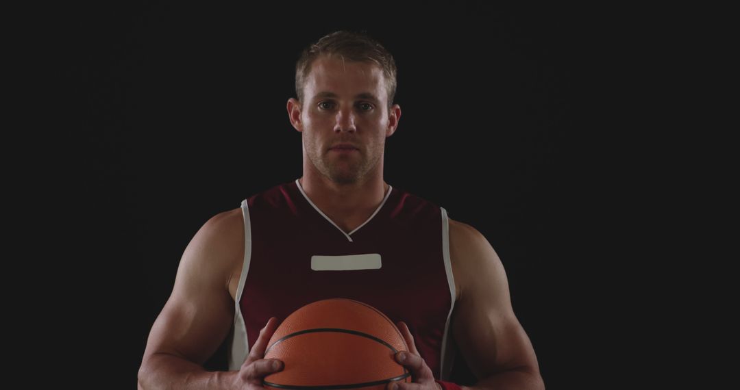 Determined Caucasian Basketball Player Ready for Action