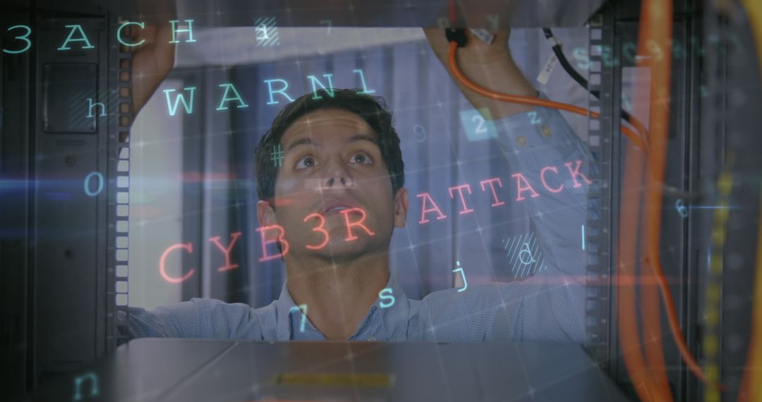 Cyber Technician Encountering Security Breach Warning