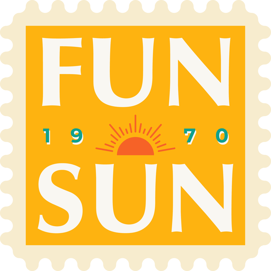 Retro Fun Sun Stamp with Sunrise Emblem Transparent Background