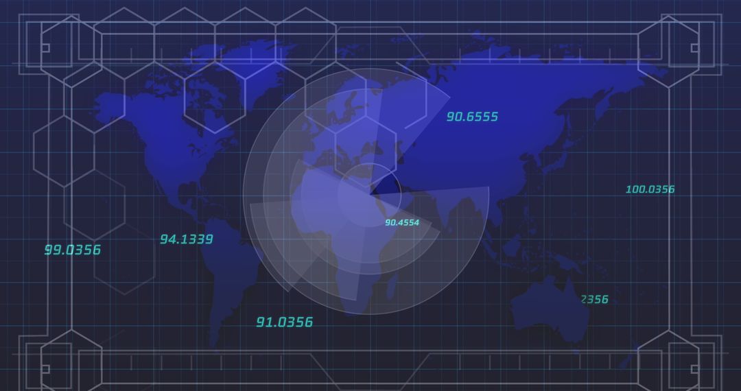 Futuristic dashboard with rotating digital world map interface