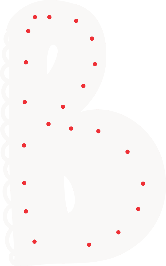 Stylized Letter B with Scalloped Edge on Transparent Background