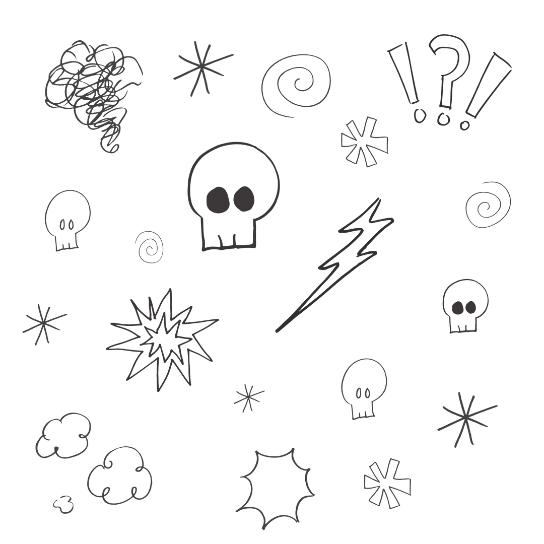 Vector Illustrations of Black Doodles on Transparent Background