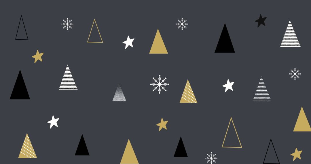 Festive Christmas Tree and Stars Pattern on Grey Background