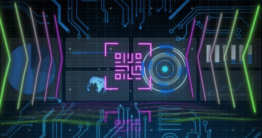 Futuristic QR Code on Digital Circuit Board Interface - Free Images, Stock Photos and Pictures on Pikwizard.com