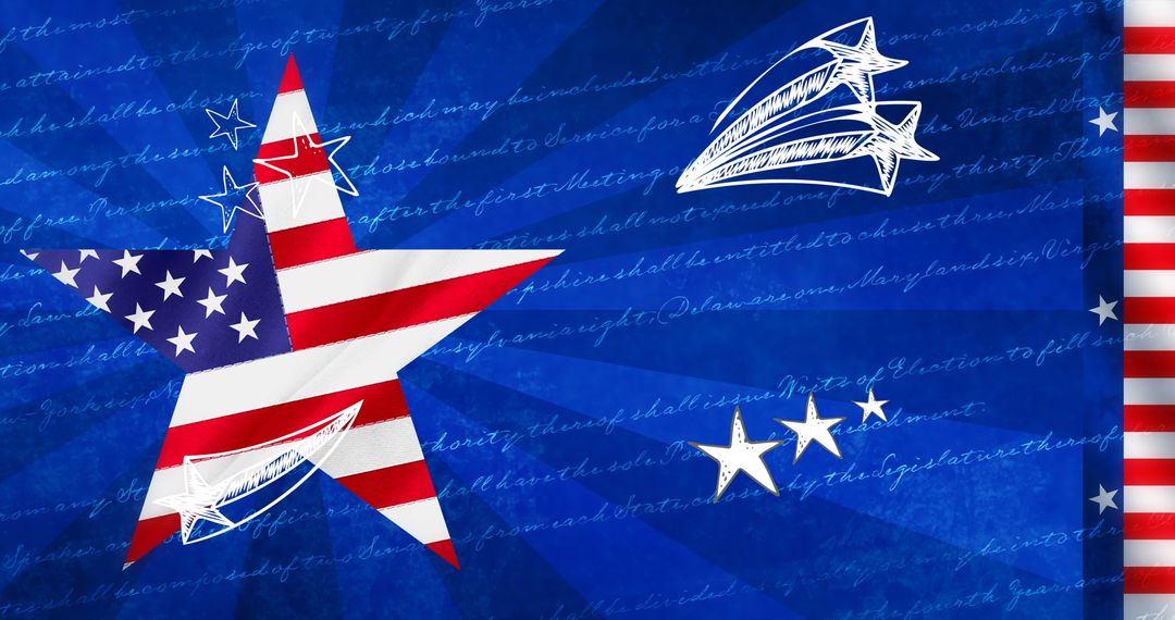 Patriotic American Flag Star Design With Dynamic Blue Background