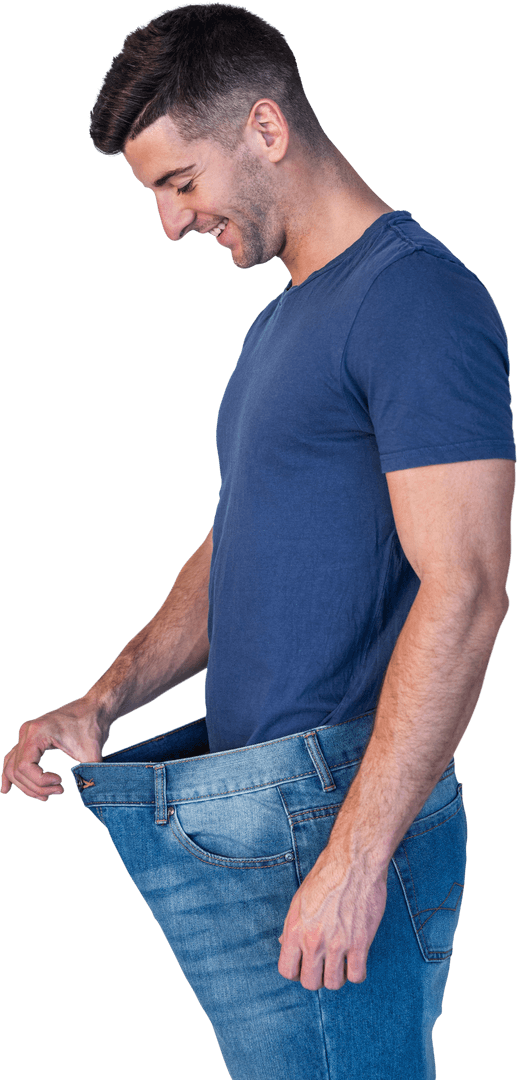 Man Smiling Proudly with Large Weight Loss in Transparent Background - Download Free Stock Images Pikwizard.com
