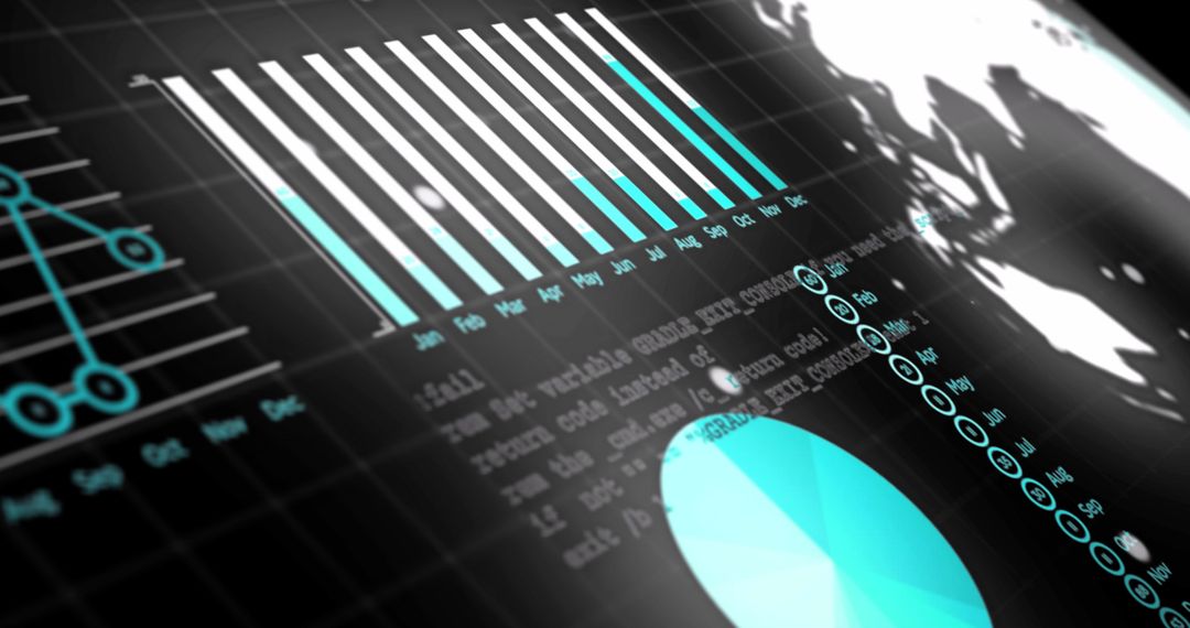 Futuristic Data Processing Visualization with Global Details