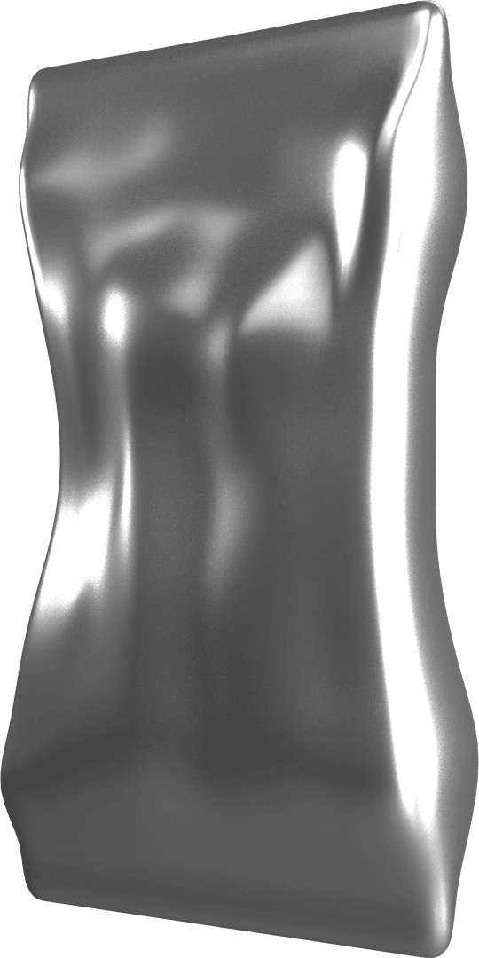 Abstract Silver Metallic Shape on Transparent Background