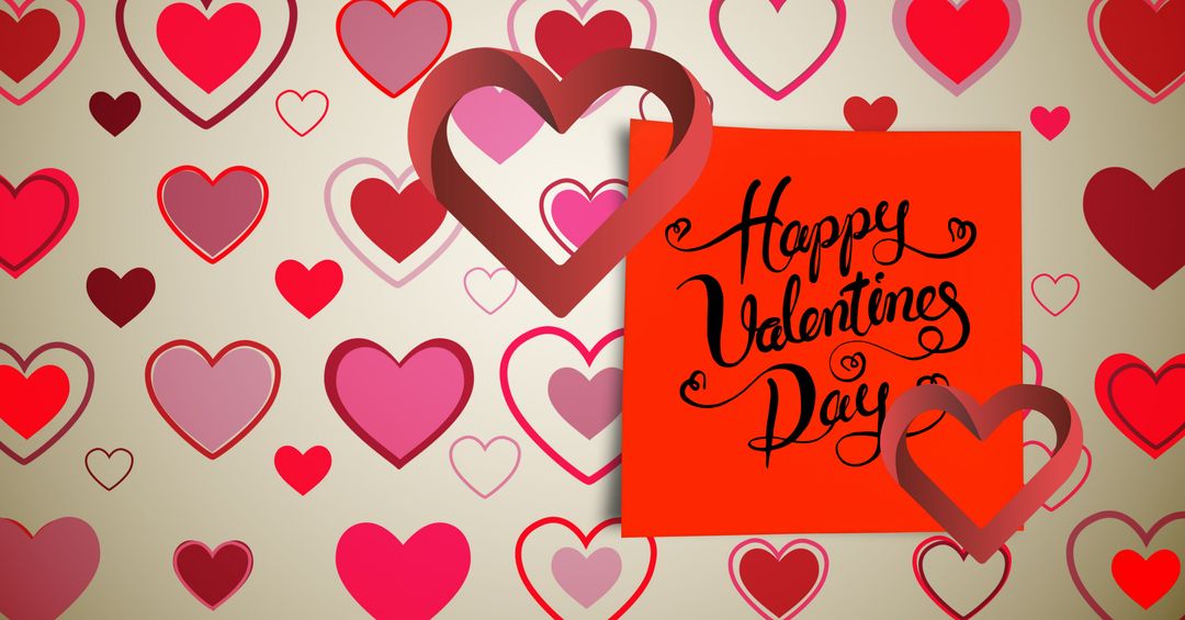 Happy Valentine's Day Card with Whimsical Hearts Background - Download Free Stock Templates Pikwizard.com