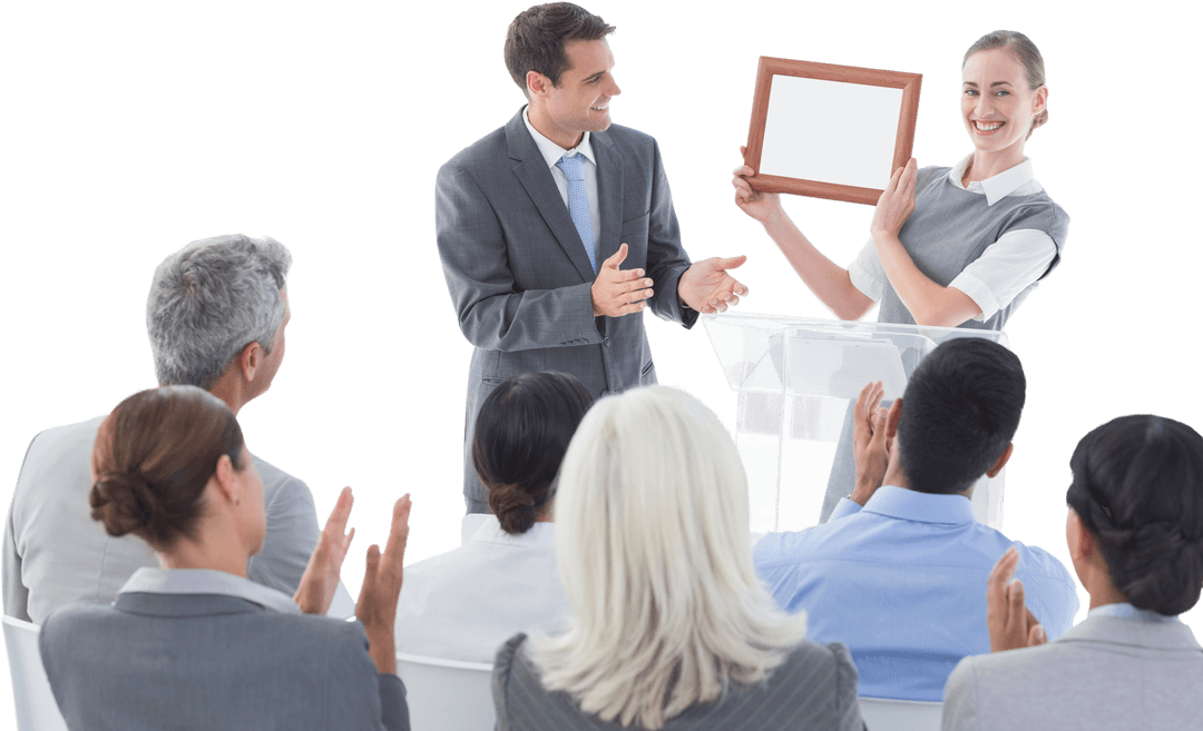 Transparent Office Award Ceremony with Applause