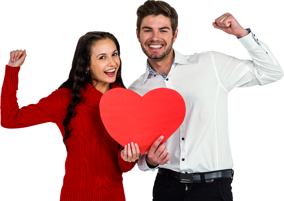 Cheerful Couple Holding Transparent Red Paper Heart - Download Free Stock Images Pikwizard.com