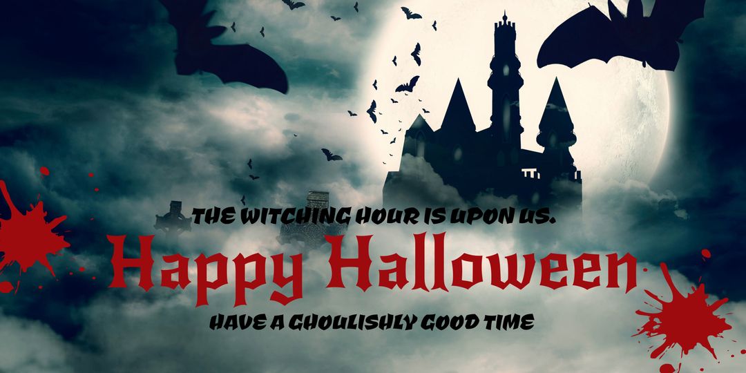 Halloween Template with Haunted Castle and Full Moon for Spooky Celebrations