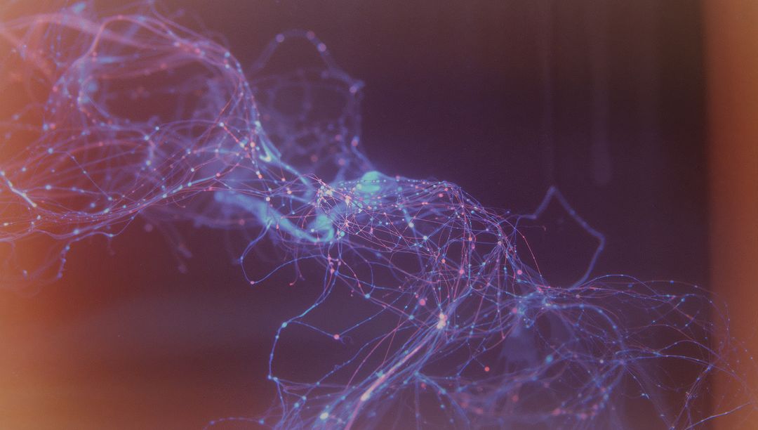 Abstract Futuristic Glowing Web of Neural Networks