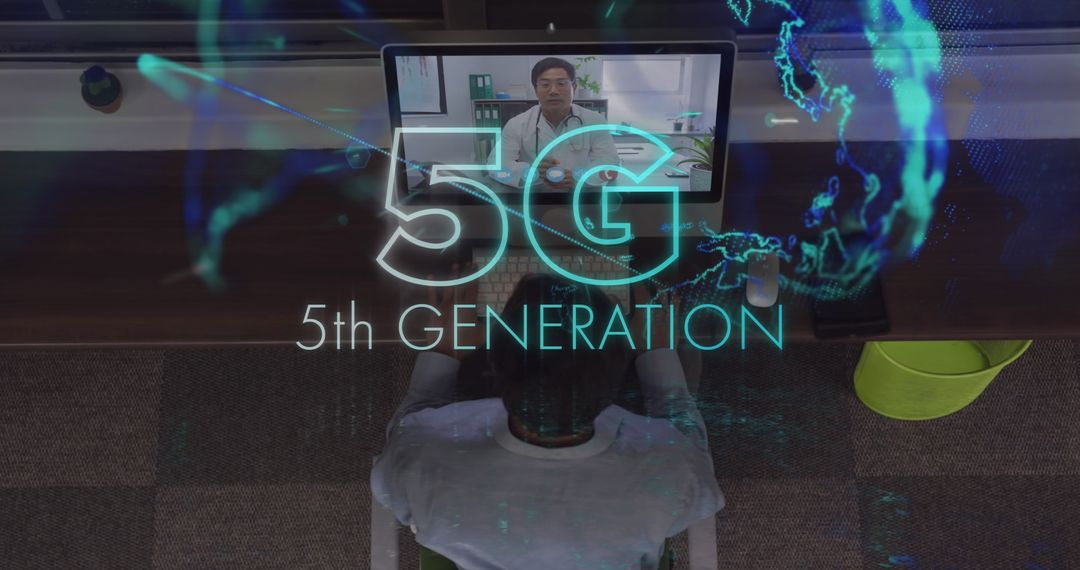 Young Manager Engaging with Futuristic 5G Technology Interface