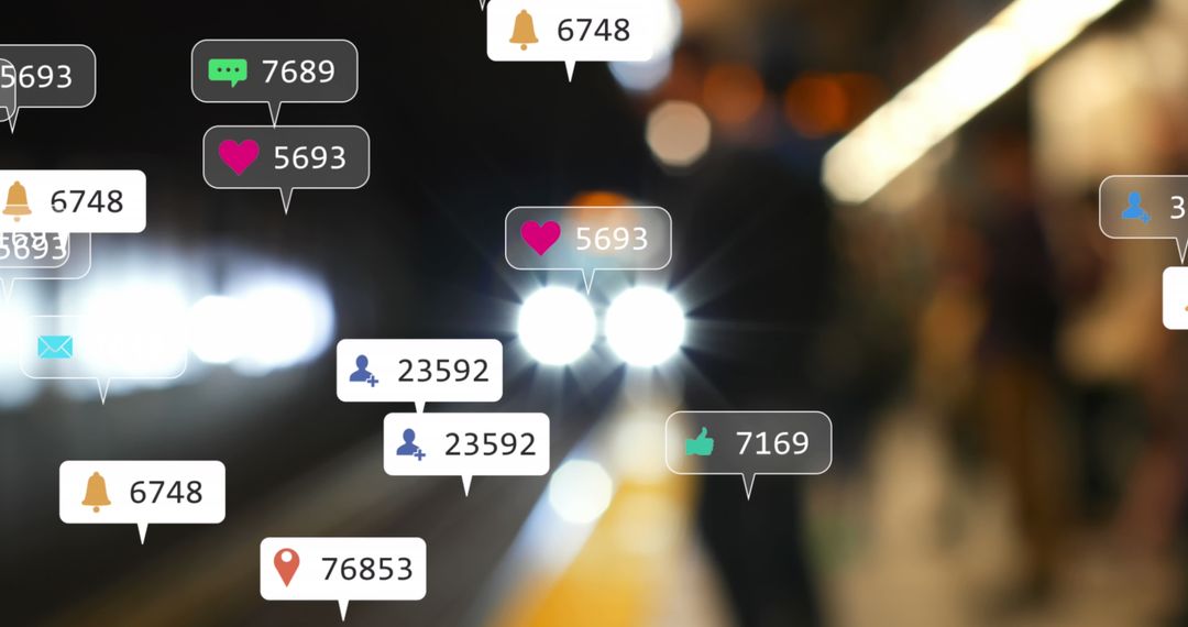 Social Media Notifications in Subway Station Concept