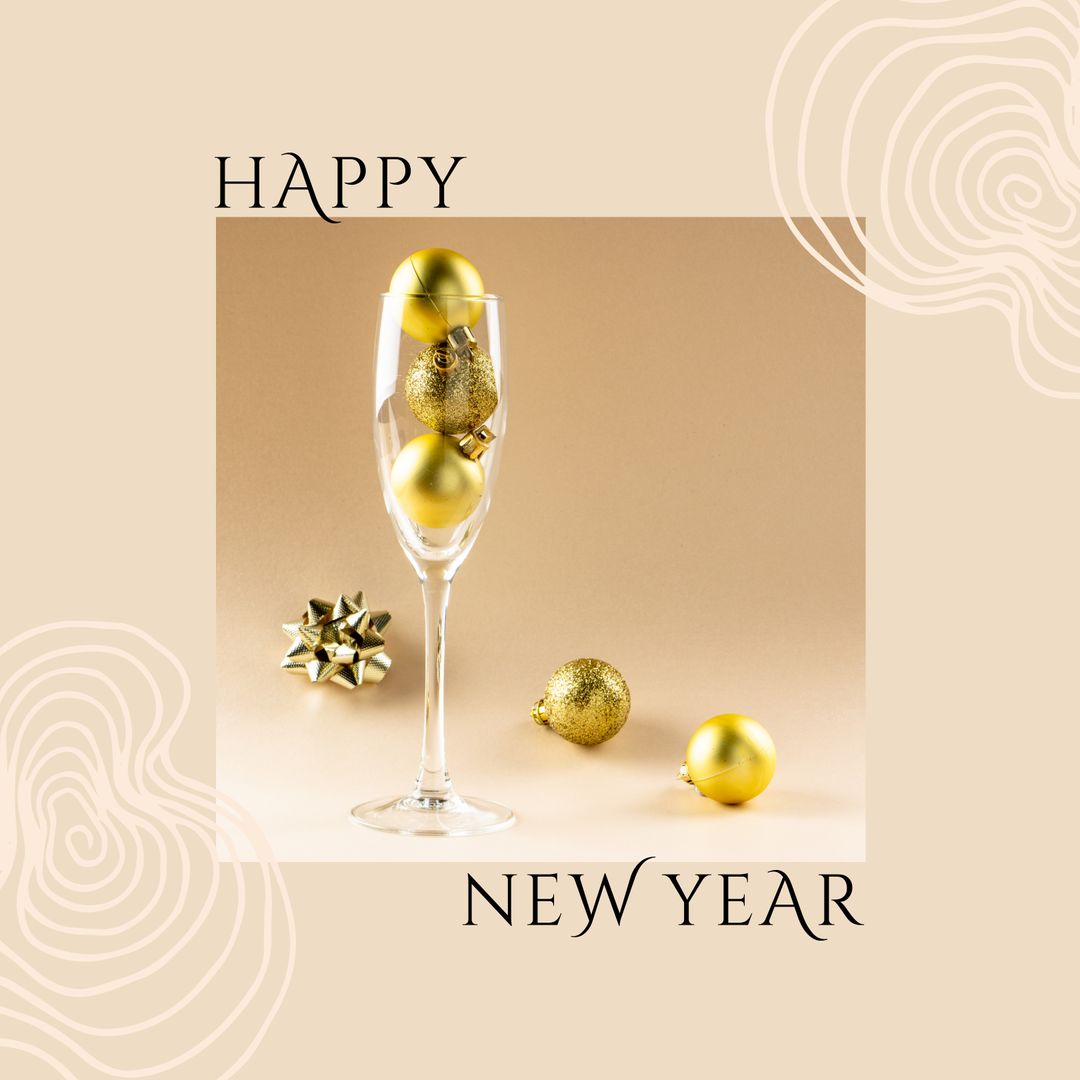 Elegant New Year Celebration with Champagne Glass