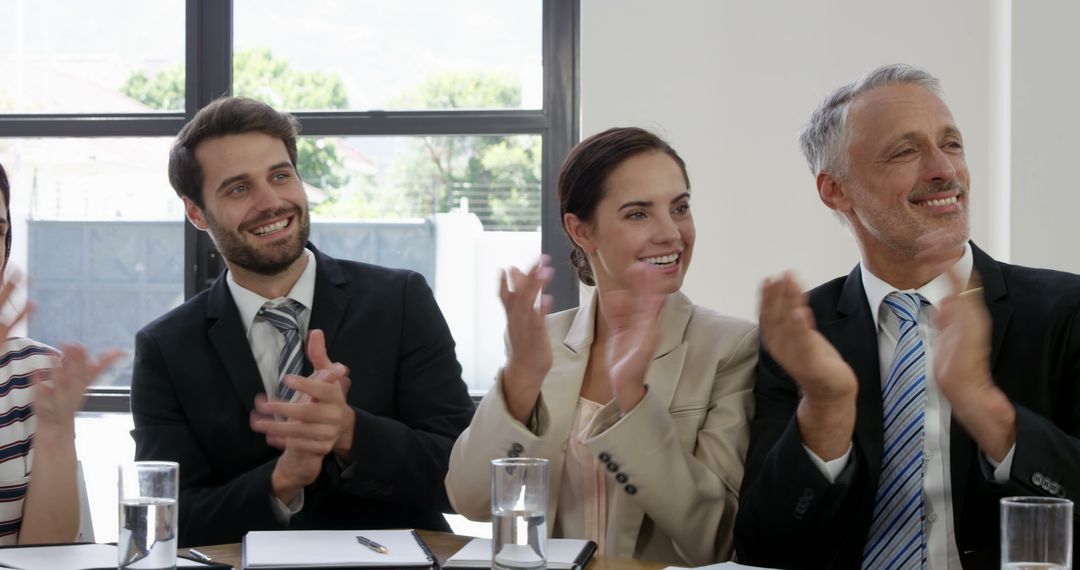 Business Team Applauding During Meeting in Office - Free Images, Stock Photos and Pictures on Pikwizard.com