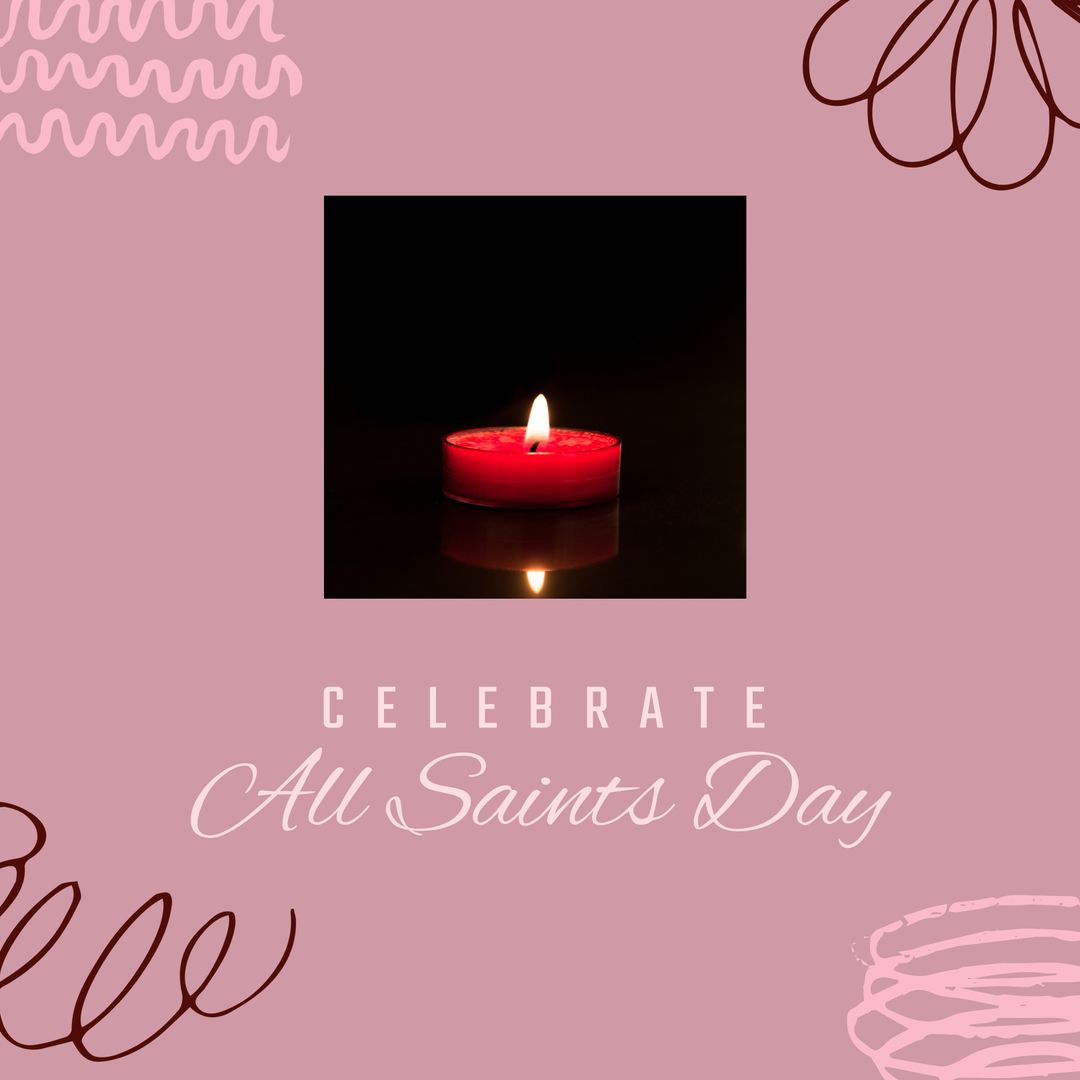 Celebrate All Saints Day with Candle on Pink Background