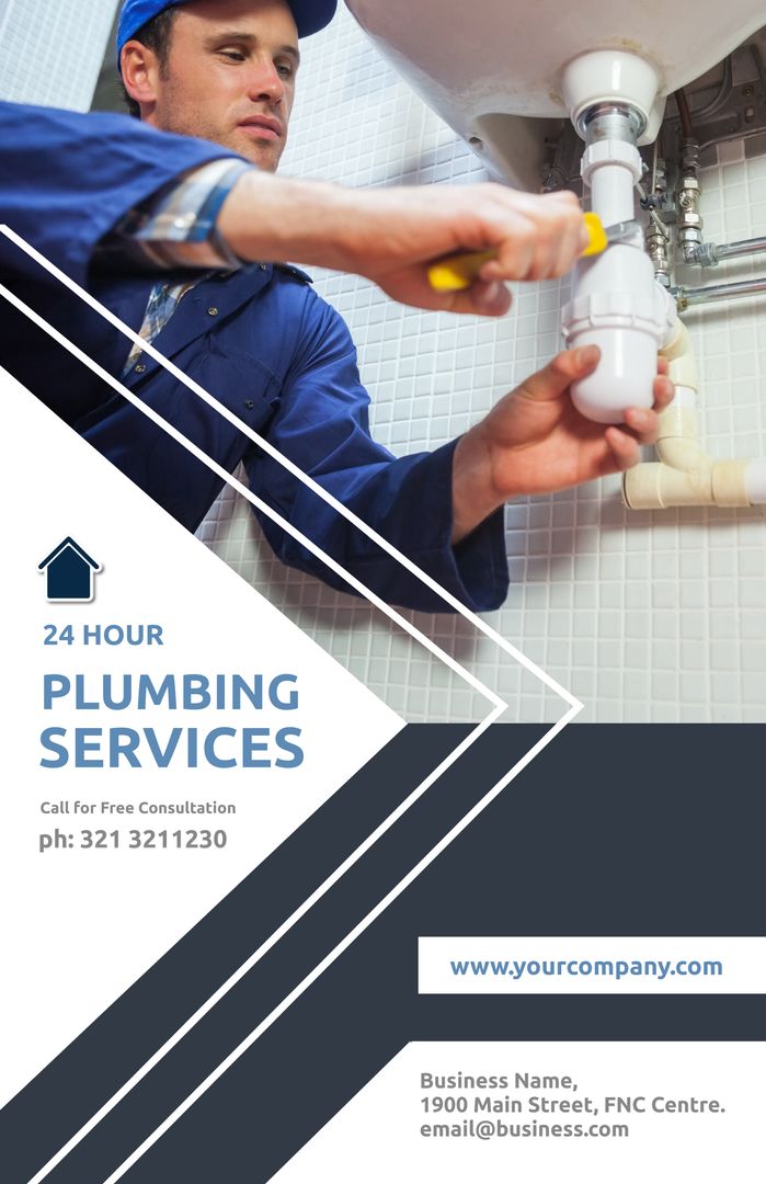 Professional Plumber Advertising 24 Hour Plumbing Services - Download Free Stock Templates Pikwizard.com