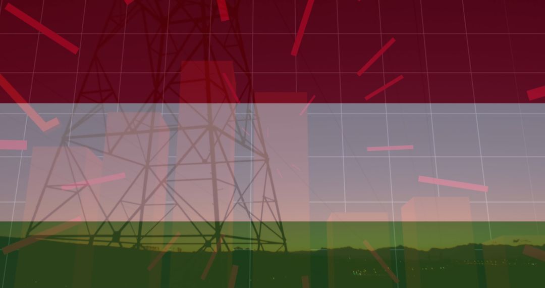 Digital Data Visualization, Hungary Flag Overlay