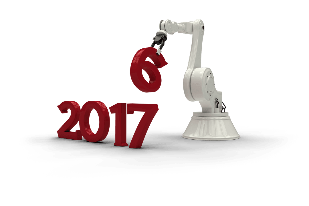 Robot Arm Changing Numbers Symbolizing 2017 on Transparent Background - Download Free Stock Images Pikwizard.com