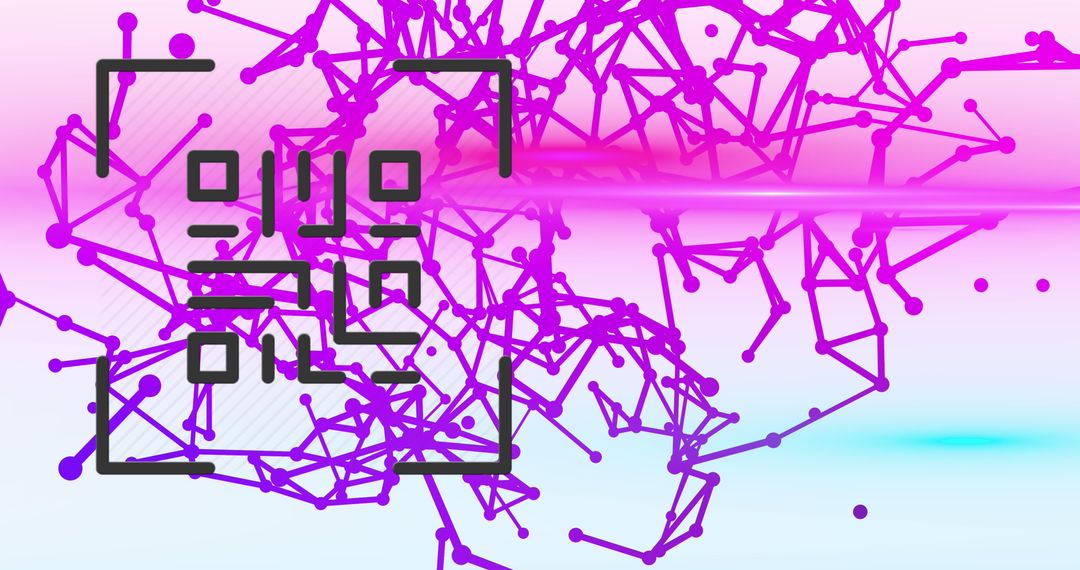 Abstract QR Code with Digital Pink Blue Network