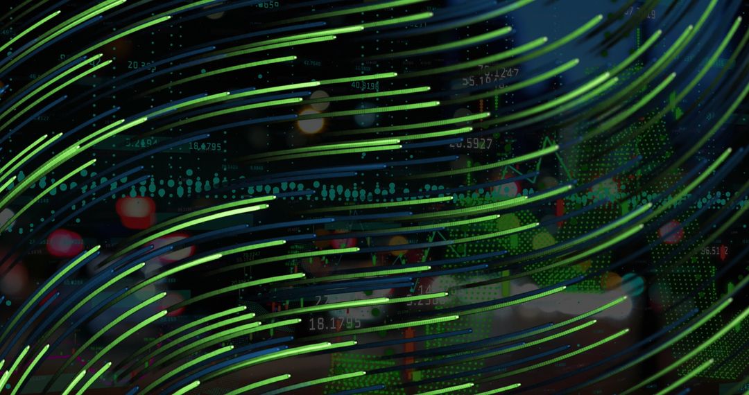 Dynamic Financial Data Visualization with Green Digital Lines