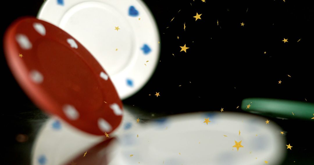 Floating Poker Chips with Falling Stars
